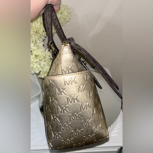 Michael Kors GoldBrown Sullivan Logo Convertible Handbag Strap not incl. - Picture 6 of 16